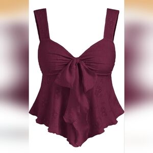 Cider Burgundy Tie-Front Tank Top